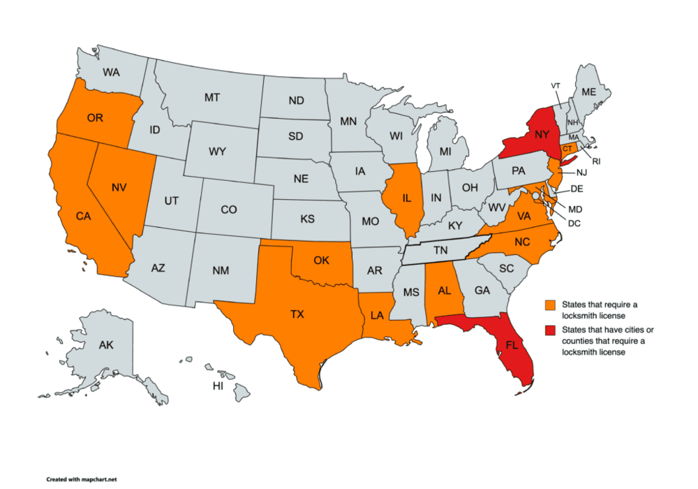 States where licensing is required