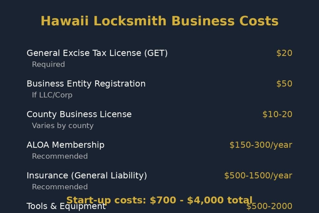 Cost to Start a Locksmith Business in Hawaii