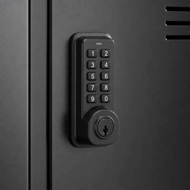 combination cupboard lock with numeric keypad on a locker