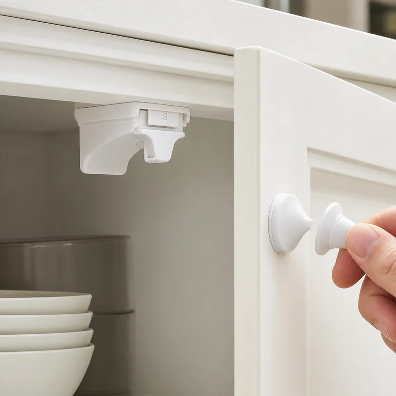 magnetic cupboard lock with magnetic key for childproofing
